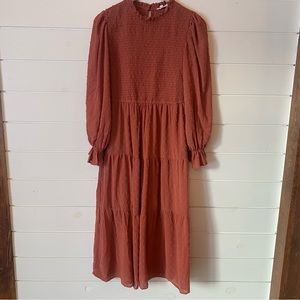 Rust Swiss Dot Tiered Dress Women’s medium from By the River.